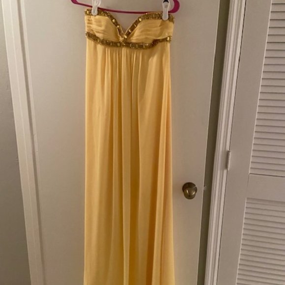 Buttercup Yellow Floor Length Goddess Dress - Picture 1 of 3